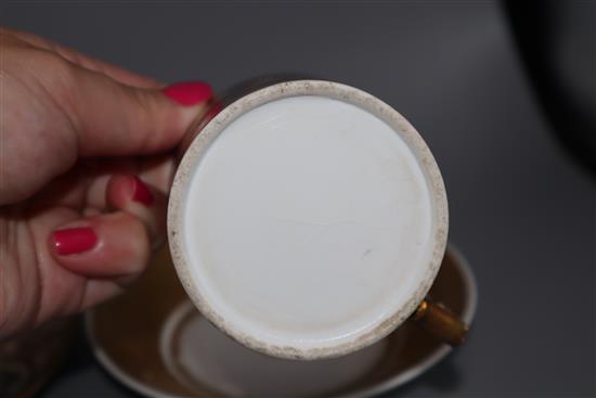 Four Italian porcelain cups and saucers, 19th century, including Doccia, saucers 11 -13.5cm